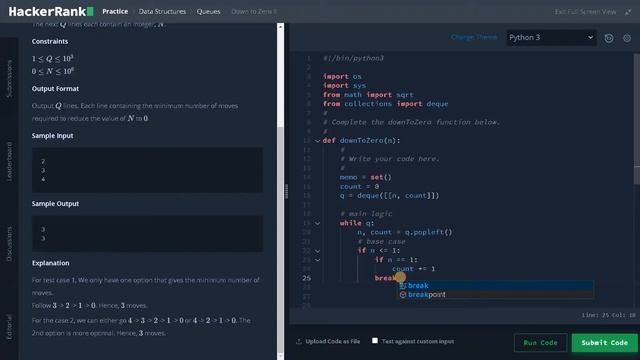 144 - Down to Zero II | Queue | Hackerrank Solution | Python смотреть онлайн