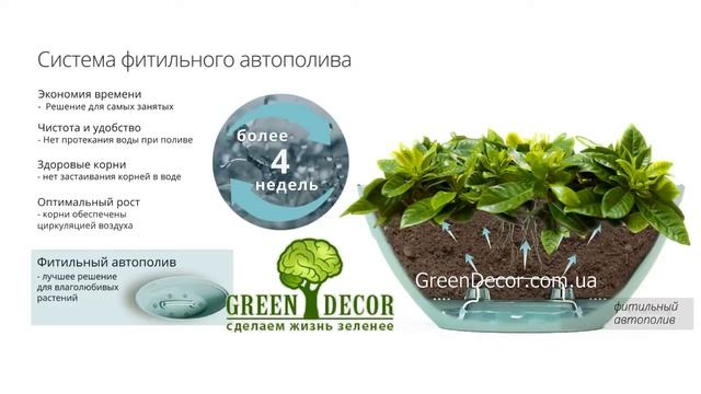 Горшок для цветов Calipso с фитильным автополивом смотреть онлайн