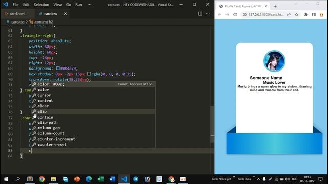 Figma to HTML CSS | CSS Hover Effects | Profile Card Figma Tutorial смотреть онлайн