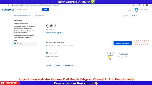 Python and Statistics for Financial Analysis | Coursera | Day 1 to 4 | Complete Quiz Answers смотреть онлайн