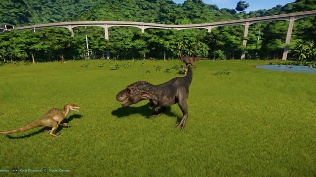 3 Tyrannosaurus Rex Vs 3 Spinoraptor - Jurassic World Evolution смотреть онлайн