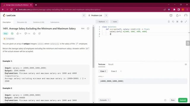 1491 Average Salary Excluding the Minimum and Maximum Salary | Leetcode with Python #youtube смотреть онлайн