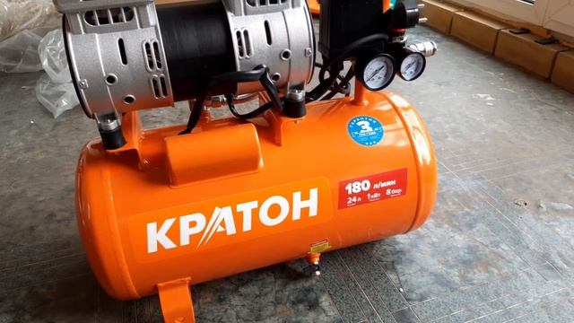 Компрессор безмасляный Кратон AC-180-24-OFS, 24 л, 1 кВт. Обзор. Распаковка. смотреть онлайн