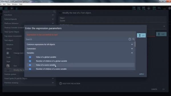 How to make clicker in Gdevelop 5