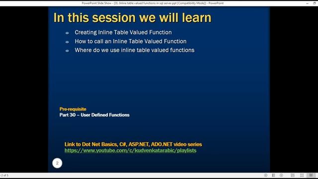 Inline table valued functions in SQL in arabic смотреть онлайн