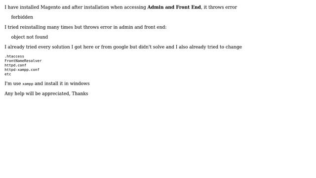 Magento: After install magento 2 admin and front end object not found смотреть онлайн