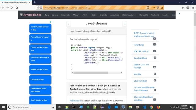 How to override equals method in Java8?
| javapedia.net смотреть онлайн