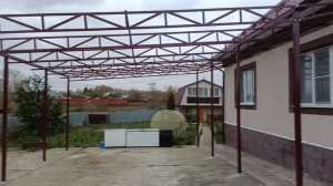 Делаем односкатный  навес 8*8.5м в Рязани.