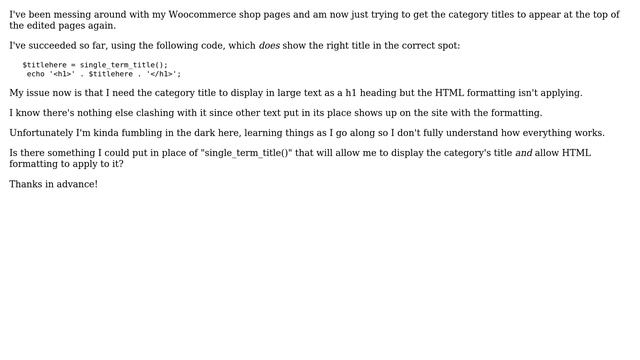 Wordpress: HTML Formatting "single_term_title()"? смотреть онлайн
