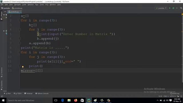Print Mirror image of a matrix in Python (Hindi) смотреть онлайн