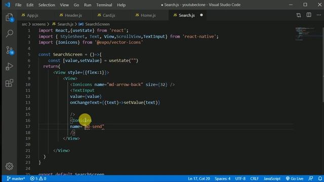 #3 - Search Screen Header | YouTube clone | React Native tutorial смотреть онлайн