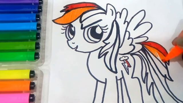Как нарисовать пони - My Little Pony - Радуга Дэш. Рисуем и разукрашиваем Рэйнбоу Дэш смотреть онлайн