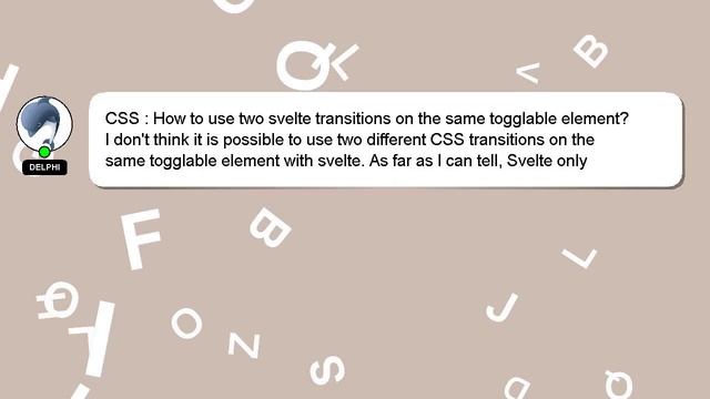 CSS : How to use two svelte transitions on the same togglable element? смотреть онлайн