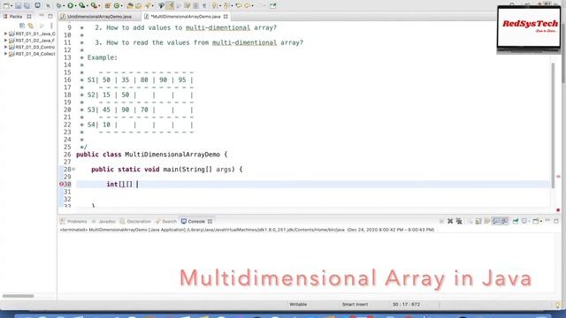 # 81 Multidimensional Arrays in Java|Multidimensional Arrays Java|Java - Arrays|2D Arrays|RedSysTec смотреть онлайн