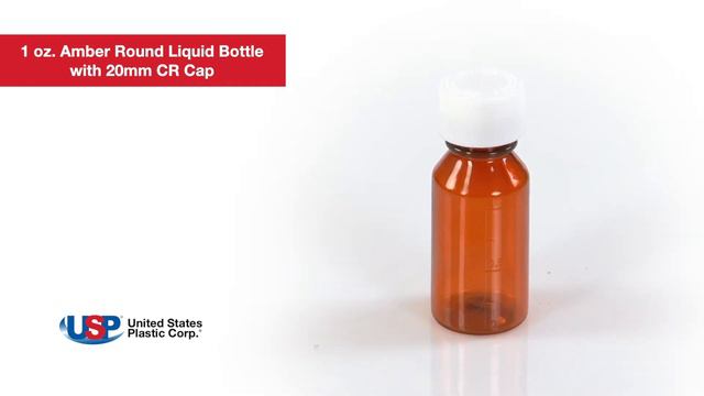 1 oz. Amber Round Liquid Bottle with 20mm CR Cap | U.S. Plastic Corporation® смотреть онлайн