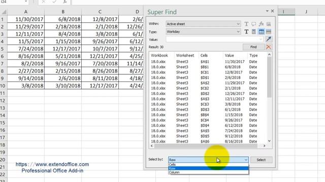 Quickly Find Cells Which Contain Date Type Values Based On Criteria In Excel