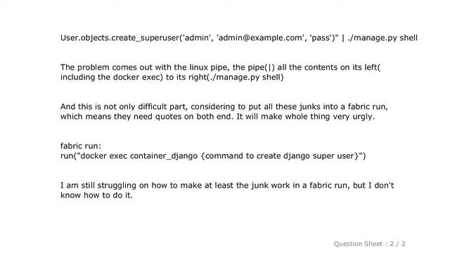 Django : Create django super user in a docker container without inputting password смотреть онлайн