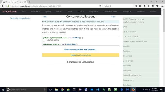 How to make sure the overrided method is also synchronized in Java?
| javapedia.net смотреть онлайн