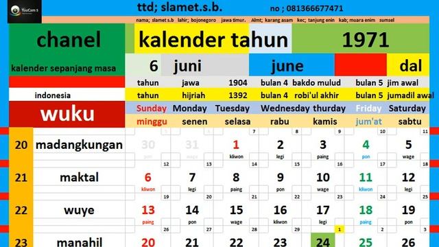 calendar 1971 complete pawukon - weton - java / hijri calendar market смотреть онлайн
