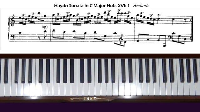 Haydn Sonata in C Major Hob. XVI: 1 Andante Minuet Trio Piano Tutorial смотреть онлайн