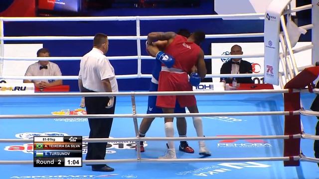 Round of 32 (91kg) TEIXEIRA DA SILVA Abner (BRA) vs TURSUNOV SANJAR (UZB) /AIBA World 2019 смотреть онлайн