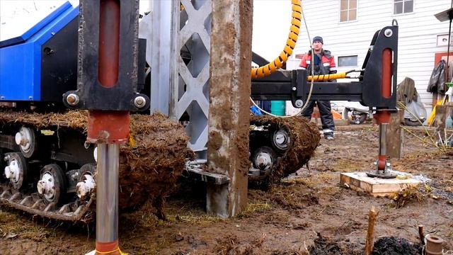 Забивка жб свай мини копровой установкой СвайМастер