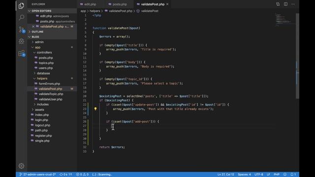 How to Create a Blog PHP & MySQL database #28 | fix validation issues смотреть онлайн