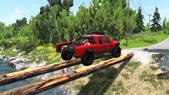 Cars vs Log Bridge #2 - BeamNG Drive смотреть онлайн