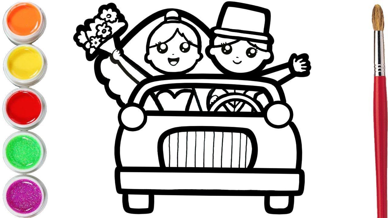 How to draw newlyweds in a wedding car for kids/Figura de recién casados en el coche de la boda смотреть онлайн