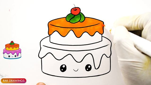 Birthday Cake Drawing | How to draw and color simple Cake for kids смотреть онлайн