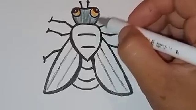 Как нарисовать муху для детей/How to draw a fly for kids/Cara menggambar lalat untik anak-anak смотреть онлайн