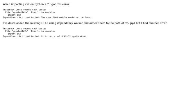GIS: Importing cv2 on Python 2.7 gives error смотреть онлайн
