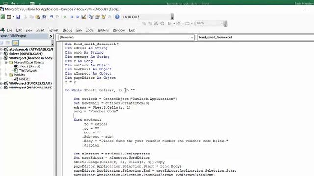 Send a barcode in body of email sent from Excel смотреть онлайн
