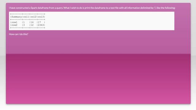 Write spark dataframe to file using python and '|' delimiter смотреть онлайн