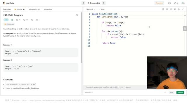 LeetCode Python Solutions: 242. Valid Anagram #python #coding #datastructures #leetcode смотреть онлайн
