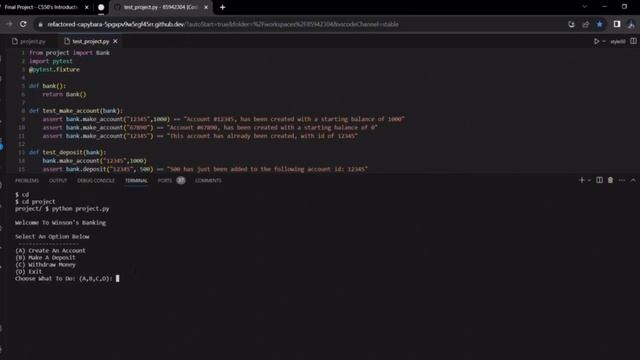 Harvard CS50p Final Project - Banking System смотреть онлайн