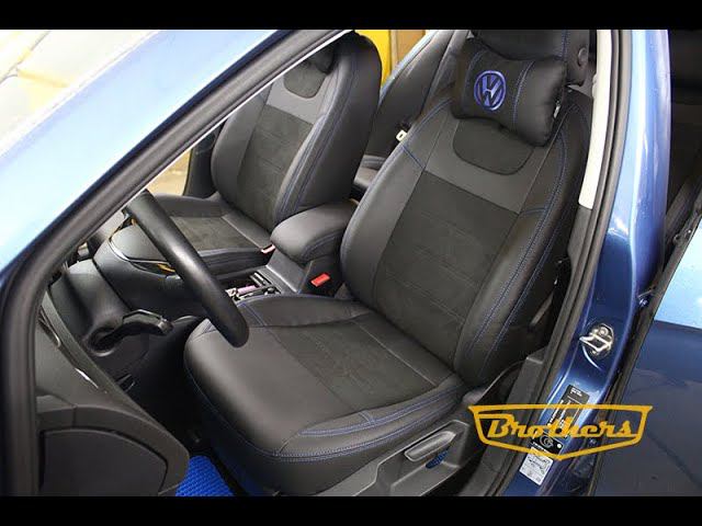 Чехлы на Volkswagen Golf 7 (Comfort Line), 2012 - 2017 серии "Alcantara" - синяя строчка смотреть онлайн