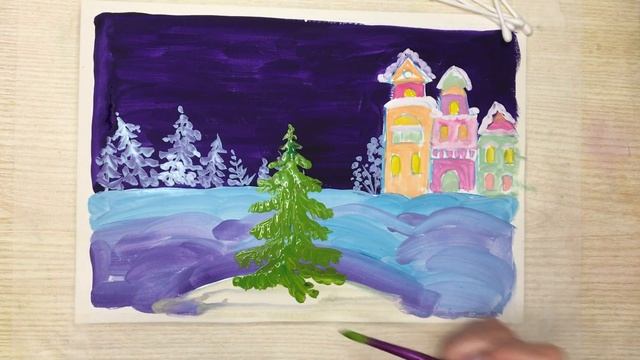 Новогодняя ночь. Рисуем гуашью смотреть онлайн