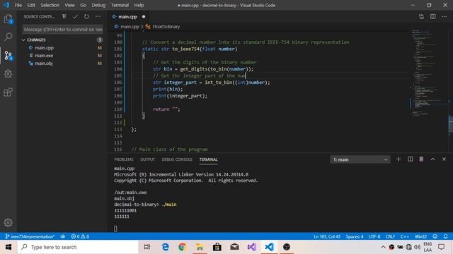 [C++] Convert decimal float to binary (IEEE-754) смотреть онлайн