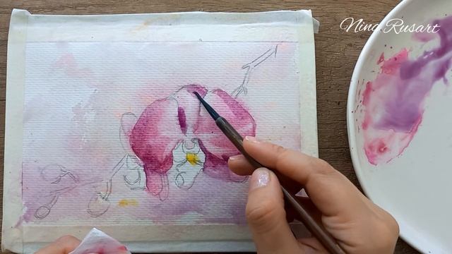 Мастер-класс по акварели. Рисуем орхидею. Как нарисовать орхидею. Watercolour painting tutorial смотреть онлайн