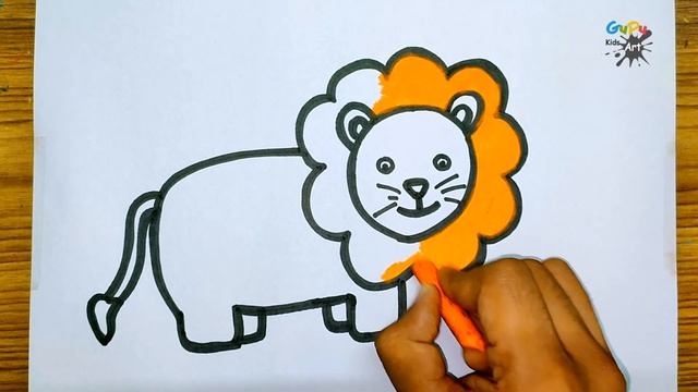 How To Draw A Lion For Kids - Drawing And Coloring