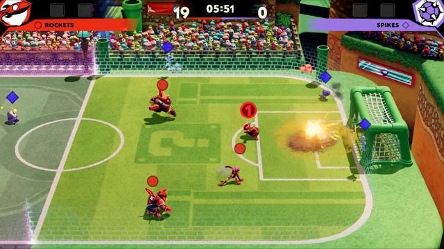 Mario Strikers Battle League - BIG SCORE 45:0 Wario, Waluigi, Bowser, DK VS Toad Shy guy Peach Dais смотреть онлайн