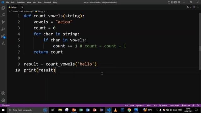 PYTHON COUNT VOWELS IN A STRING USING FUNCTION T-30 | PYTHON PROBLEM SOLVING смотреть онлайн