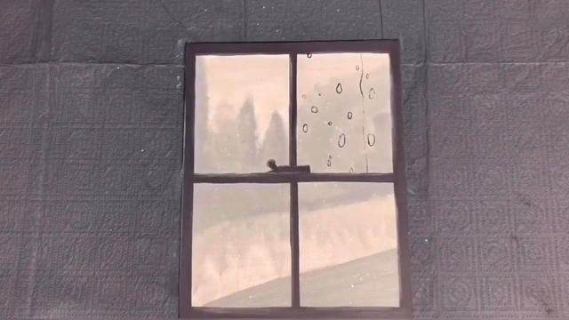 Easy painting rainy day/window/acrylic painting on canvas смотреть онлайн