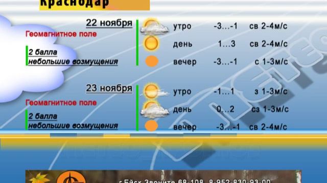 ПОГОДА 22 23 нояб Ейск Краснодар Ростов смотреть онлайн