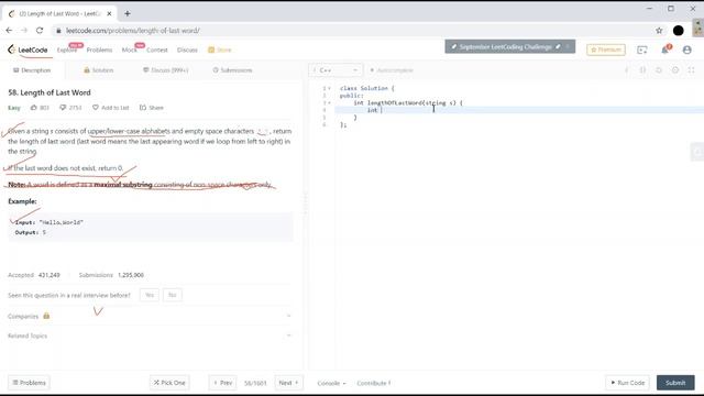 Length of Last Word | Find the length of last word | Programming | Placements | Leetcode| Intervie смотреть онлайн