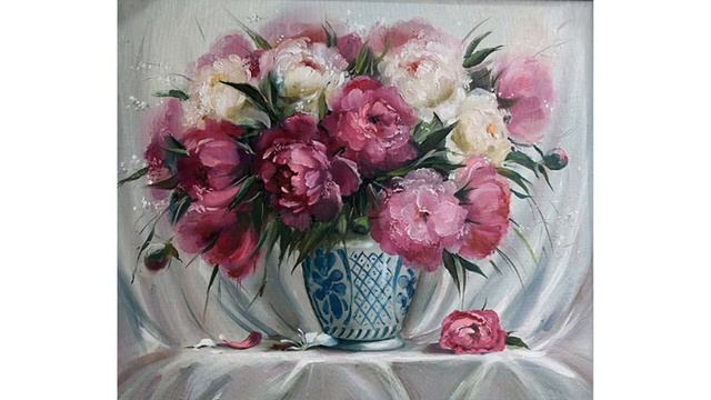 Пионы в живописи художницы Елены Перминовой смотреть онлайн