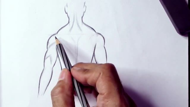 How to draw human figure drawing Male (back view)for Beginners Anatomy Sketch Pencil drawing lesson смотреть онлайн