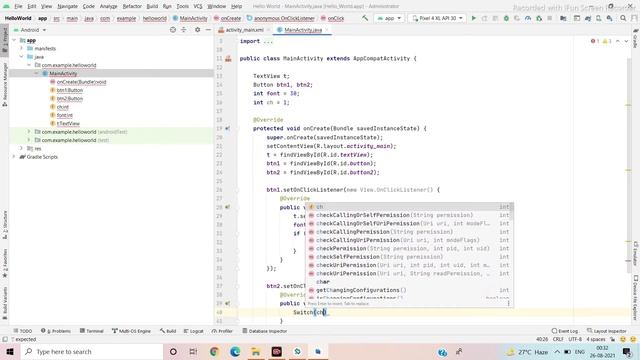 Android Studio Hello World Application Change the Text size and color. смотреть онлайн