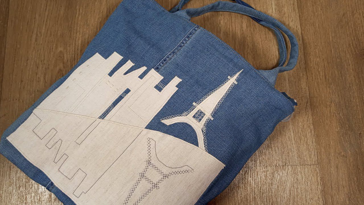 Супер сумка из ненужных джинсов | Идея сумочки из ДЖИНС - Аппликация для сумки смотреть онлайн